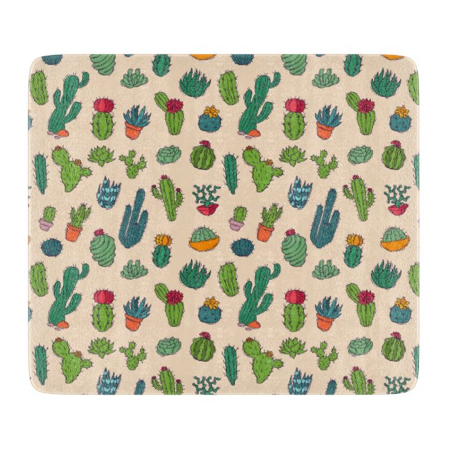 Tabla De Cortar Modelo derecho del cactus lindo (Anverso)