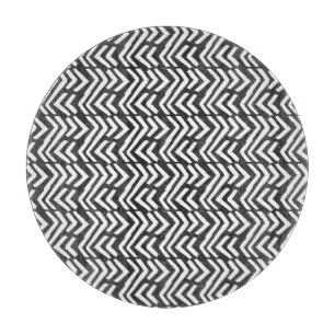 Tabla De Cortar Modelo dibujado de Chevron de la mano negra