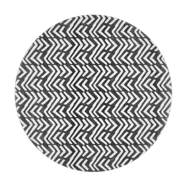 Tabla De Cortar Modelo dibujado de Chevron de la mano negra (Anverso)
