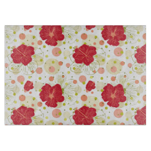 Tabla De Cortar Modelo dibujado mano del hibisco