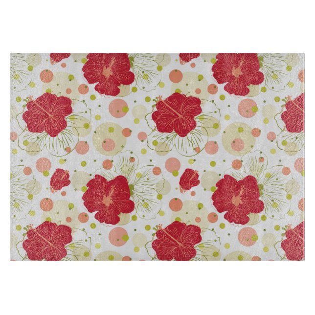 Tabla De Cortar Modelo dibujado mano del hibisco (Anverso)