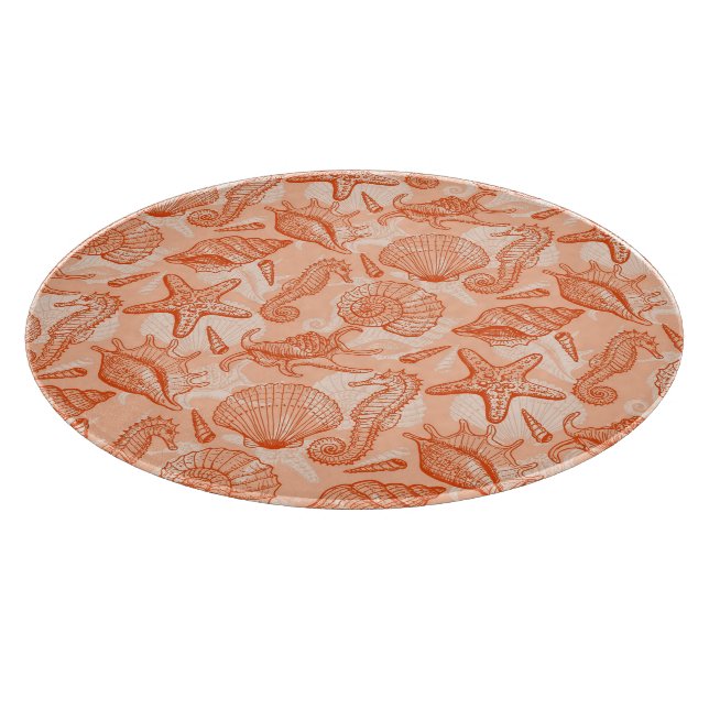 Tabla De Cortar Modelo dibujado mano del mar (Borde)