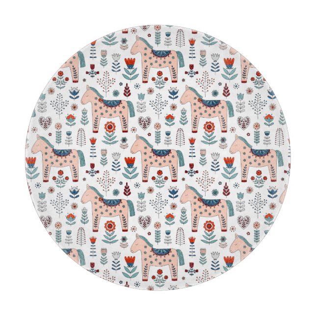 Tabla De Cortar Modelo escandinavo del arte popular del caballo (Anverso)