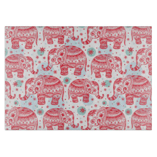 Tabla De Cortar Modelo étnico rojo del elefante