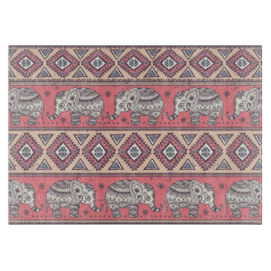 Tabla De Cortar Modelo étnico rosado del elefante