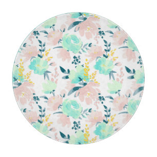 Tabla De Cortar Modelo floral de la acuarela