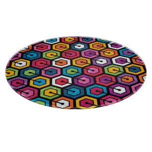 Tabla De Cortar Modelo geométrico colorido con hexágonos