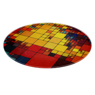Tabla De Cortar Modelo geométrico del arco iris vibrante abstract