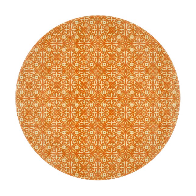 Tabla De Cortar Modelo medieval del damasco, mandarina (Anverso)