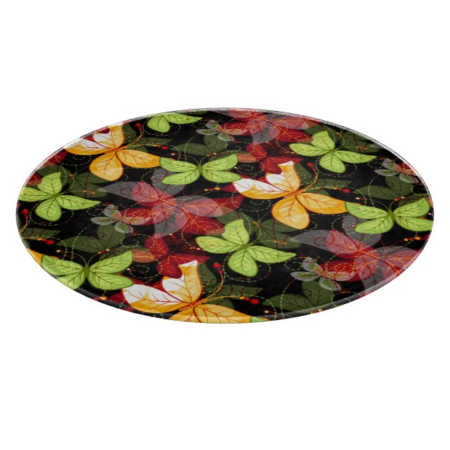 Tabla De Cortar Modelo oscuro del otoño (Borde)