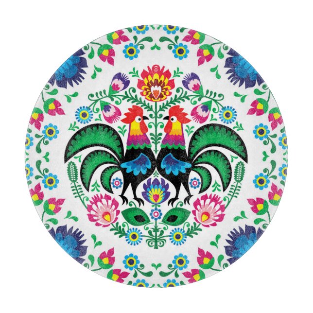 Tabla De Cortar Modelo polaco cuadrado del gallo (Anverso)