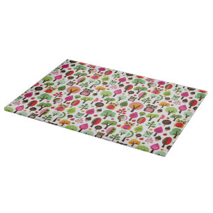 Tabla De Cortar modelo retro del búho del árbol rosado de la hoj