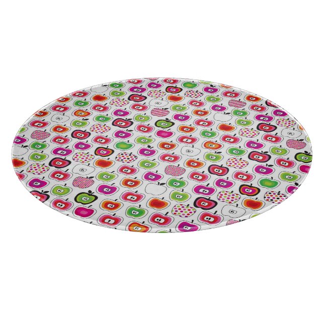 Tabla De Cortar Modelo retro lindo de la manzana (Borde)