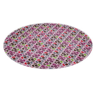 Tabla De Cortar modelo rosado de las flores y de los búhos