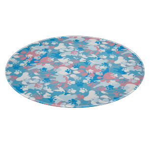 Tabla De Cortar Modelo rosado y azul del perro del camuflaje