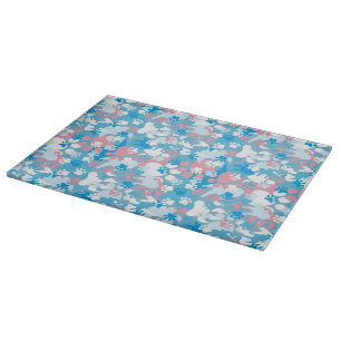 Tabla De Cortar Modelo rosado y azul del perro del camuflaje