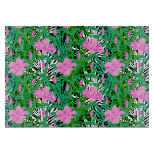 Tabla De Cortar Modelo tropical con las flores de la selva