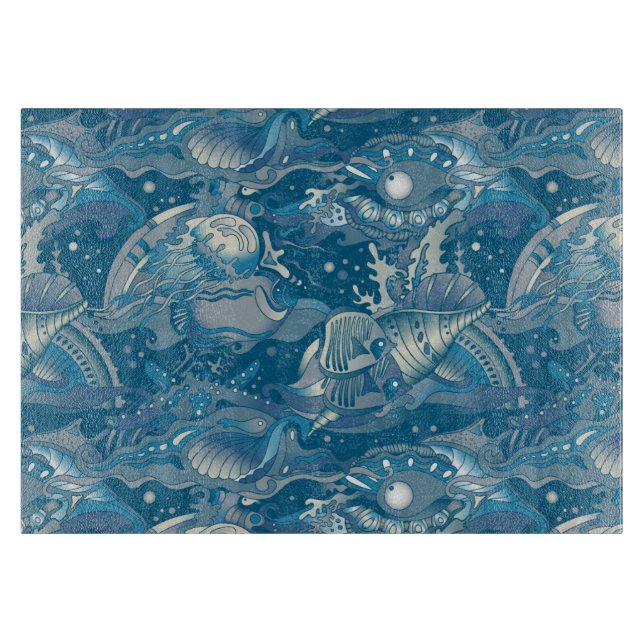 Tabla De Cortar Modelo tropical del mar (Anverso)