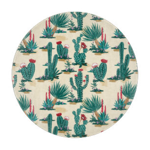Tabla De Cortar Modelo verde y rojo del cactus