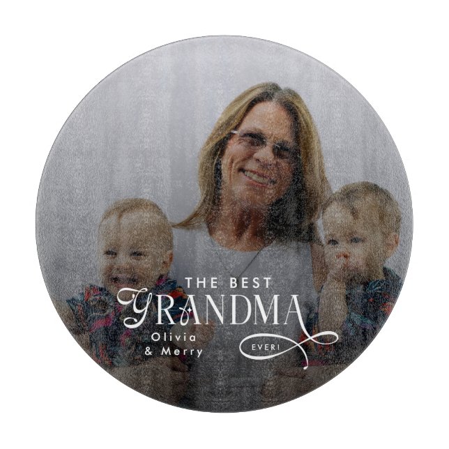 Tabla De Cortar Modern Best Grandma Ever Photo Personalized (Anverso)