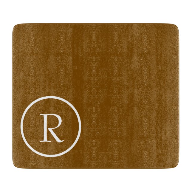 Tabla De Cortar modern Brown  &White Monogram Cutting Board (Anverso)