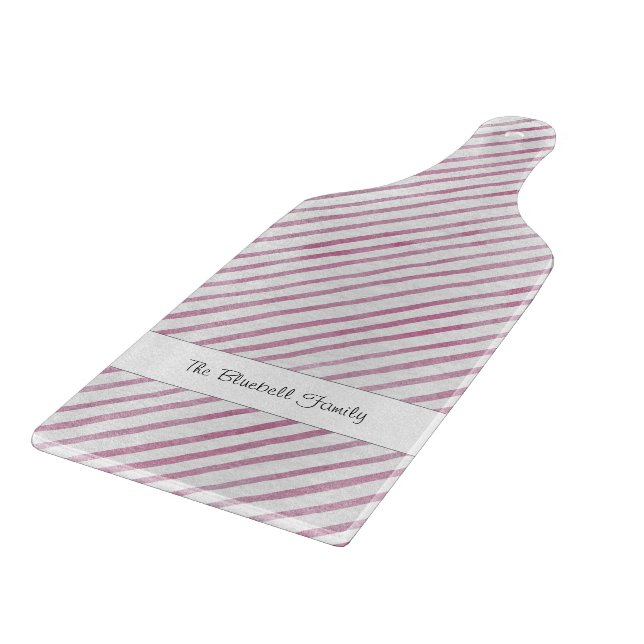 Tabla De Cortar Modern Pink And White Stripe Pattern Cutting Board (Borde)