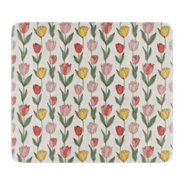 Tabla De Cortar Modern Tulip Floral Pattern Soft Botanical Spring