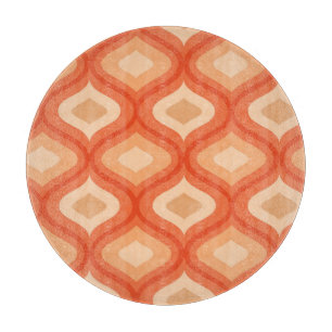 Tabla De Cortar moderno de mediados de siglo ogee naranja y beige 