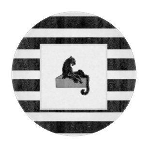 Tabla De Cortar Moderno Gato de Pantera Negra con Estilo Blanco