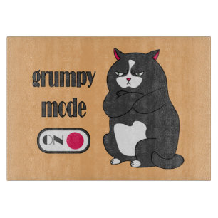 Tabla De Cortar Modo gruñón en gato gordo gracioso