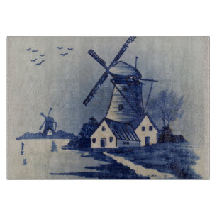 Tabla De Cortar Molino de viento azul vintage Delft