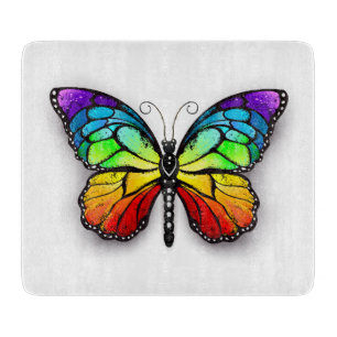 Tabla De Cortar Monarca de mariposa arcoiris