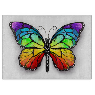 Tabla De Cortar Monarca de mariposa arcoiris