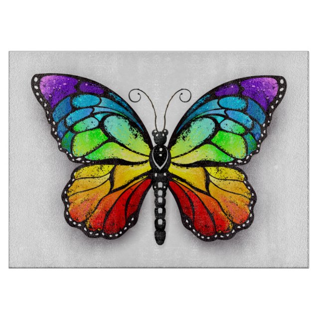 Tabla De Cortar Monarca de mariposa arcoiris (Anverso)