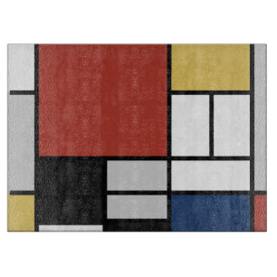 Tabla De Cortar Mondrian Pintura de Plano Rojo Amarillo Azul Gris