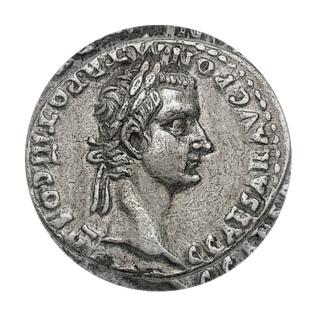Tabla De Cortar Moneda antigua del 🏛️ Gaius Caesar (Anverso)