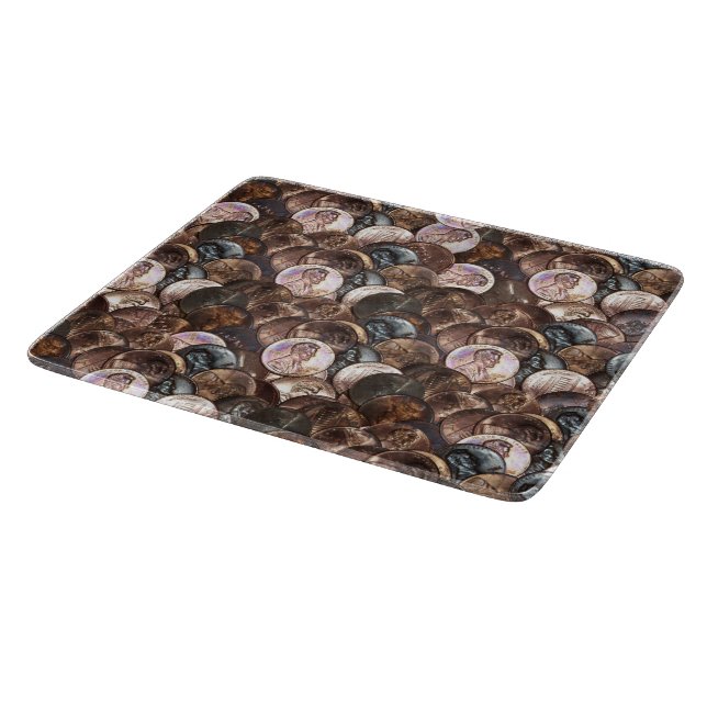 Tabla De Cortar Monedas Esparcidas de Fondo (Borde)