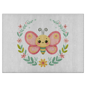Tabla De Cortar Mono adorable, primavera/mariposa