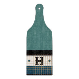 Tabla De Cortar Monograma bistró de mosaico turquesa vintage