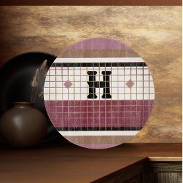 Tabla De Cortar Monograma bistró vintage de frambuesa y oro