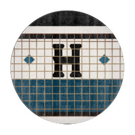 Tabla De Cortar Monograma bistró vintage Turquesa y dorado