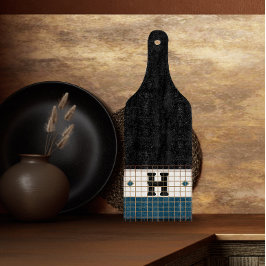 Tabla De Cortar Monograma bistró vintage Turquesa y dorado