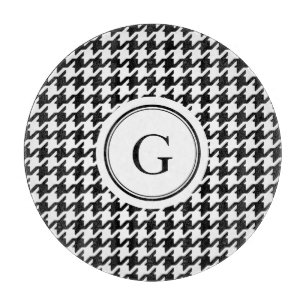 Tabla De Cortar Monograma blanco negro con clase del modelo del