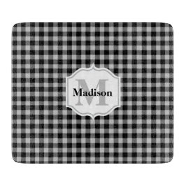 Tabla De Cortar Monograma clásico blanco negro gris