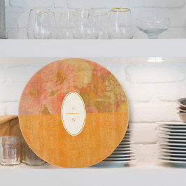 Tabla De Cortar Monograma de amapola rosa rosada de flor silvestre