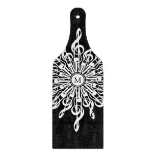 Tabla De Cortar Monograma de clave de sol en blanco y negro