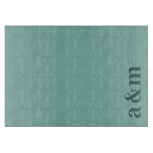 Tabla De Cortar Monograma de iniciales de pareja azul teal minimal