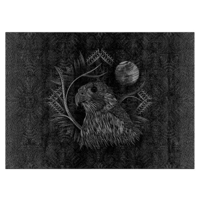 Tabla De Cortar Monograma de la luna llena del halcón (Anverso)