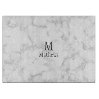 Tabla De Cortar Monograma de mármol Personalizado blanco