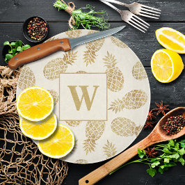 Tabla De Cortar Monograma de piñas de oro en marfil